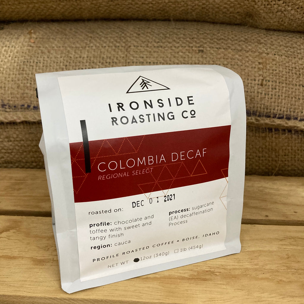 Colombia Decaf <br/> <b> chocolate, toffee, sweet tangy finish </b> <br/> 12 oz.